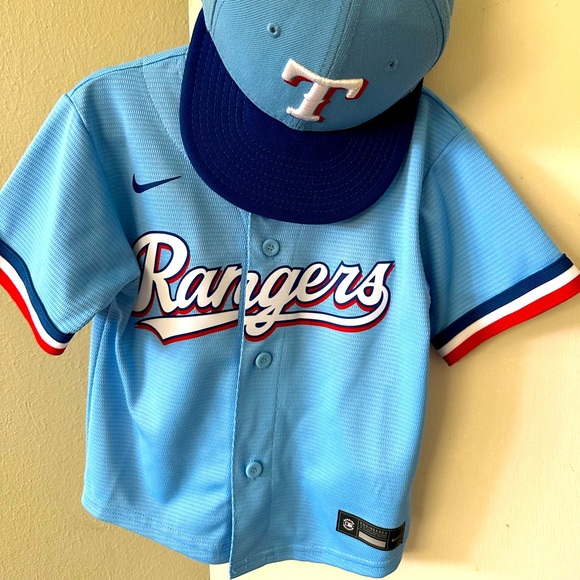 Baby Blue Rangers Jersey & Matching Hat - Picture 1 of 4